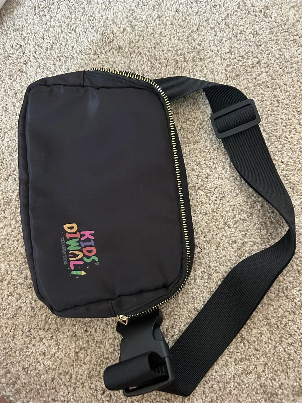 Kids Diwali Black Crossbody Bag - Festive Logo Design